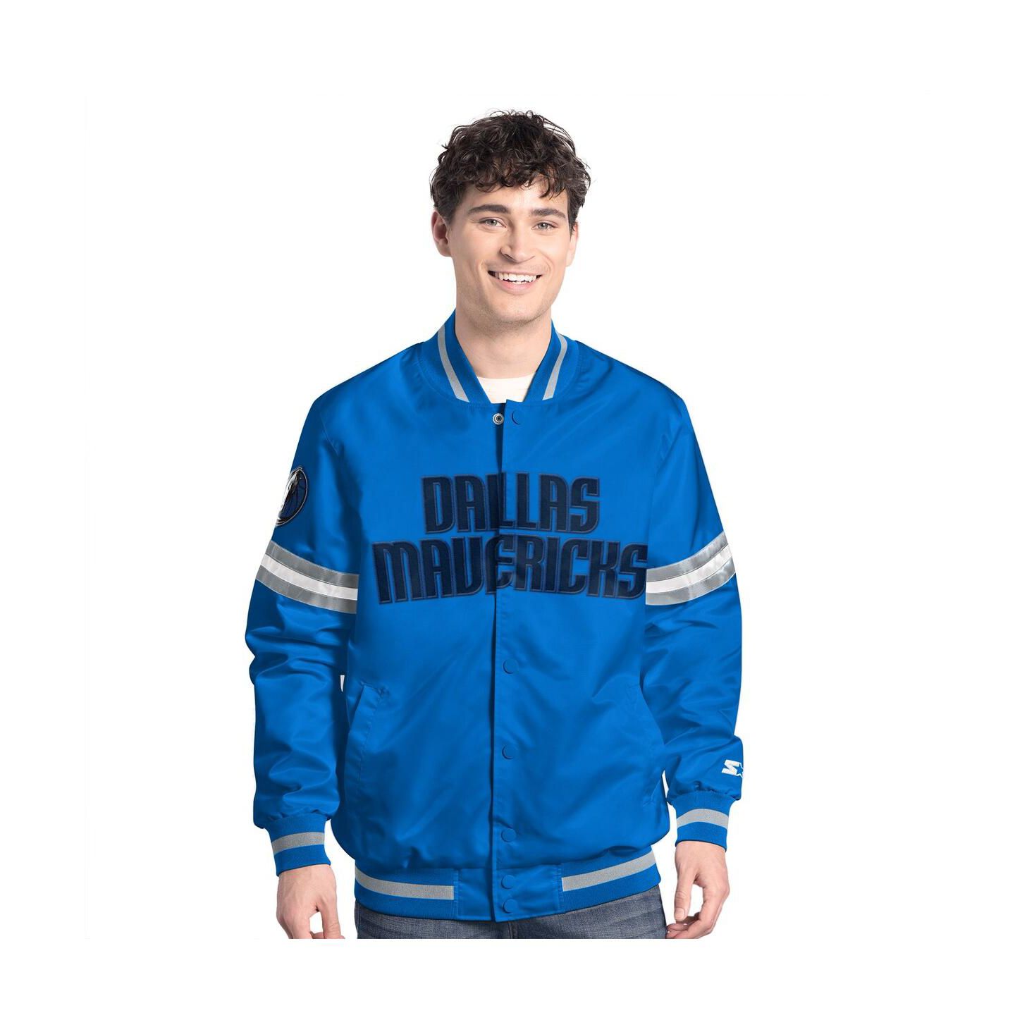Мужская куртка Starter Blue/Silver Dallas Mavericks Scout Full snap Varsity — фото 1