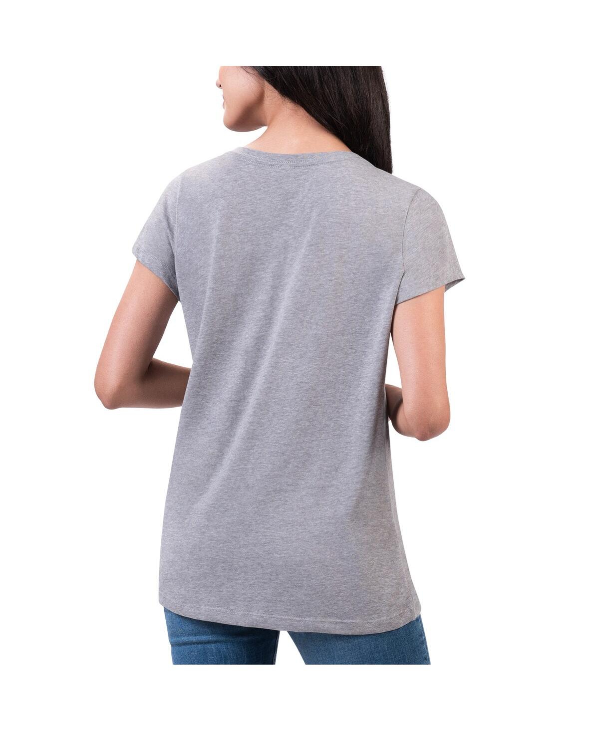 G-iii 4her By Carl Banks Women's Heather Gray Houston Texans Super-slim Fit Lightweight H-town V-neck T-shirt In Blue