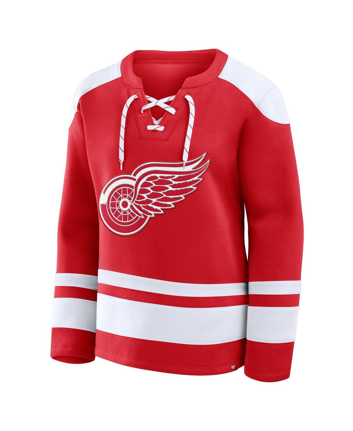 Fanatics Women's Red Detroit Red Wings Icing Long Sleeve Lace Up Sweatshirt In Red
