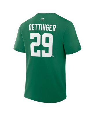 Men's Jake Oettinger&nbsp;Kelly Green Dallas Stars Authentic Stack Name Number T-Shirt