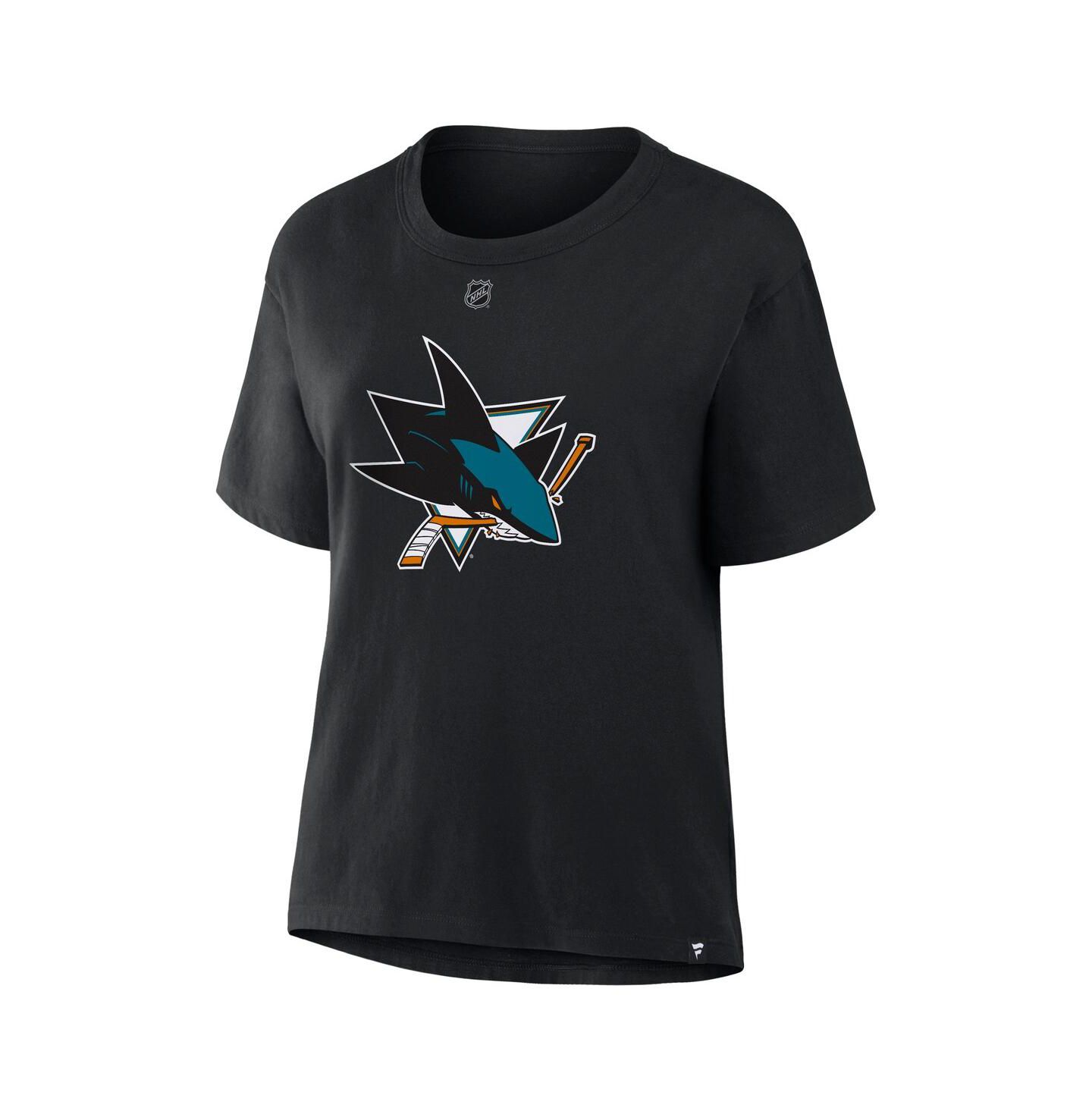Женская футболка Fanatics Macklin Celebrini Black San Jose Sharks Authentic Stack Name & Number — фото 2