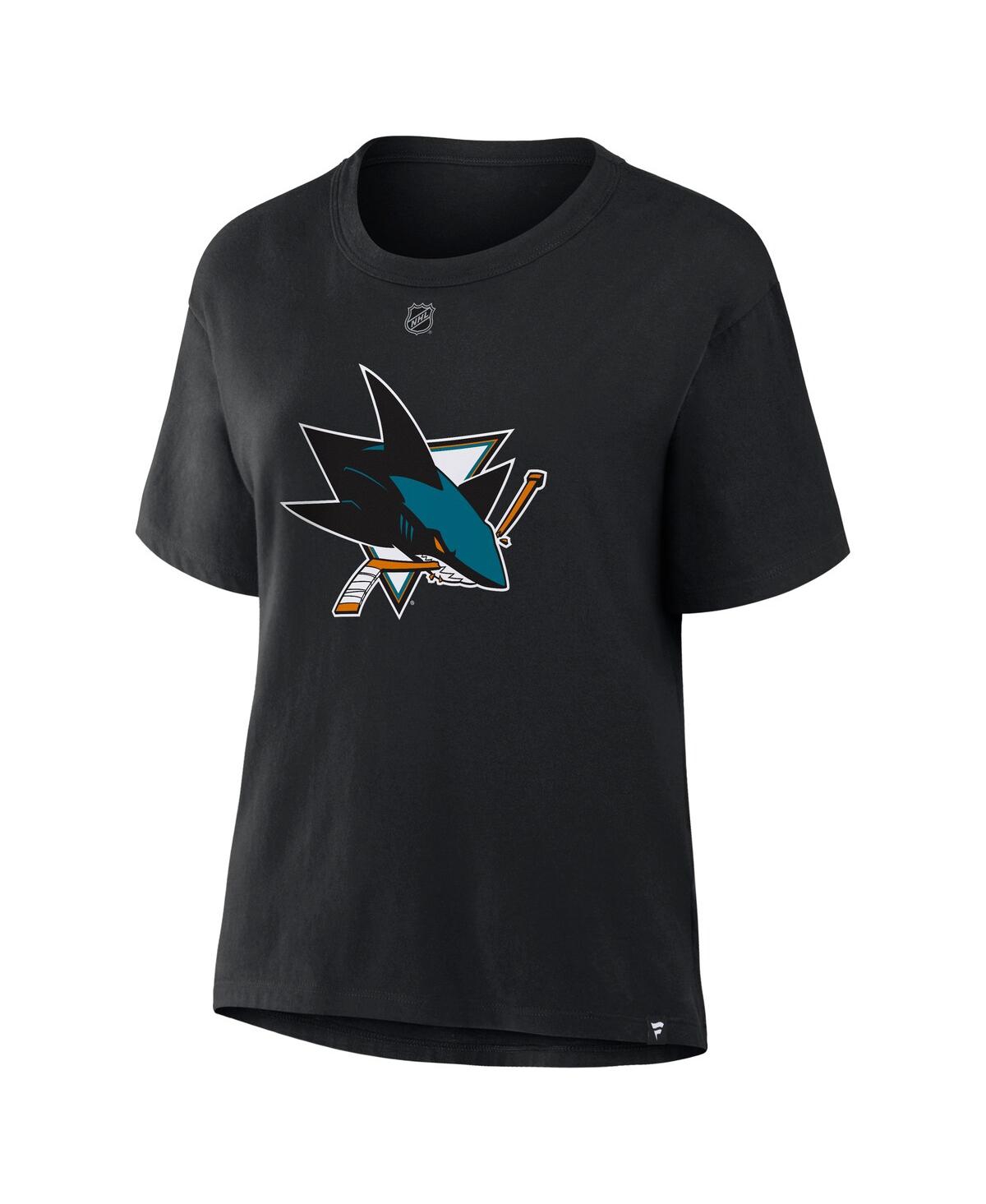 Fanatics Women's Macklin Celebrini Black San Jose Sharks Authentic Stack Name Number T-shirt In Black