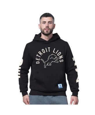 Starter - Men's Black Detroit Lions Handoff Fleece Hoodie Sweatshirt