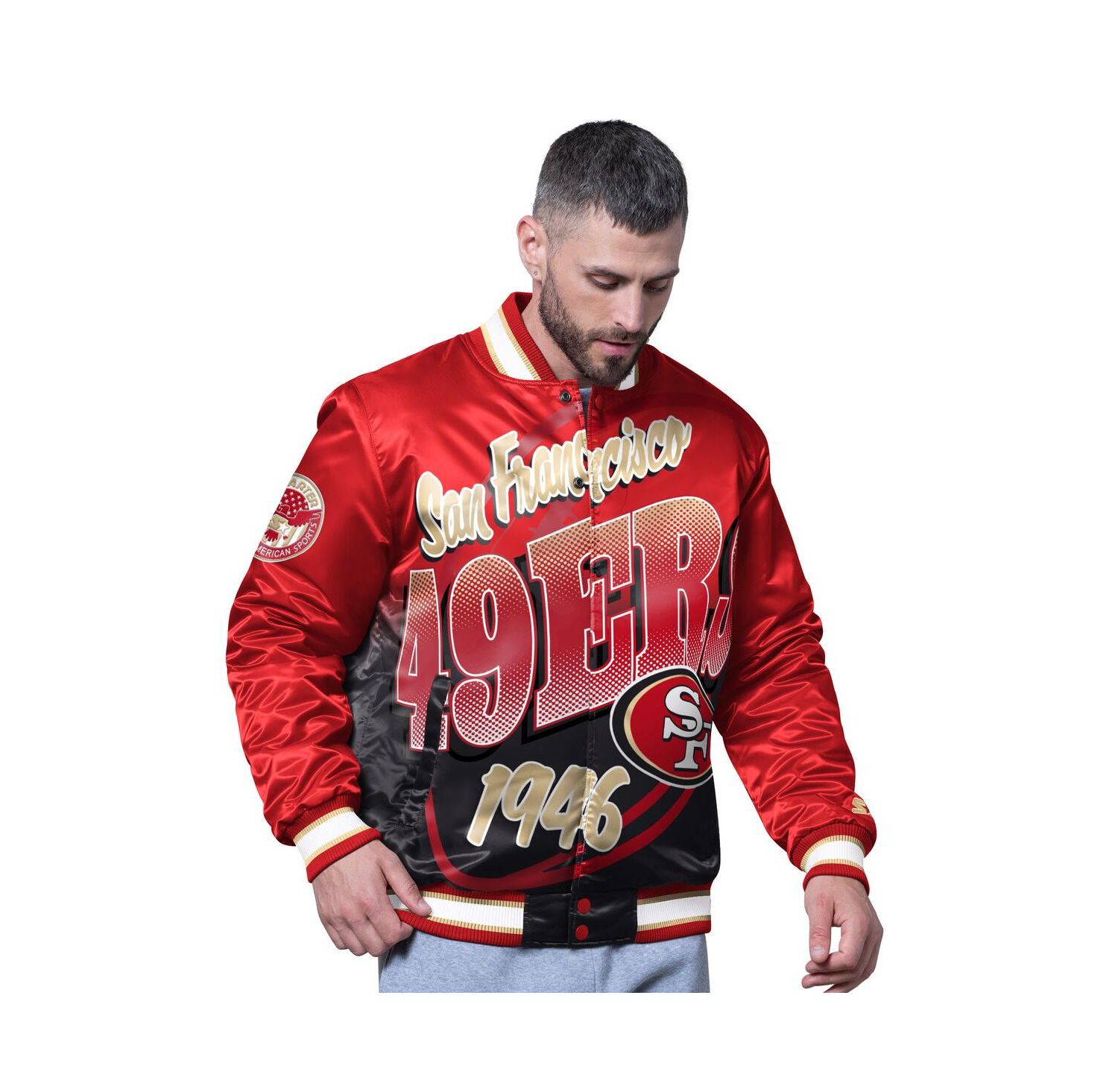 Men's Scarlet San Francisco 49ers Pass Rush Varsity Full-Snap Jacket