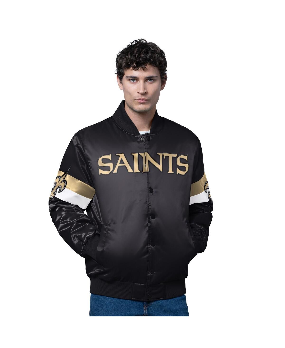 Мужская черная универсальная куртка New Orleans Saints Triple Option из атласа на полной застежке