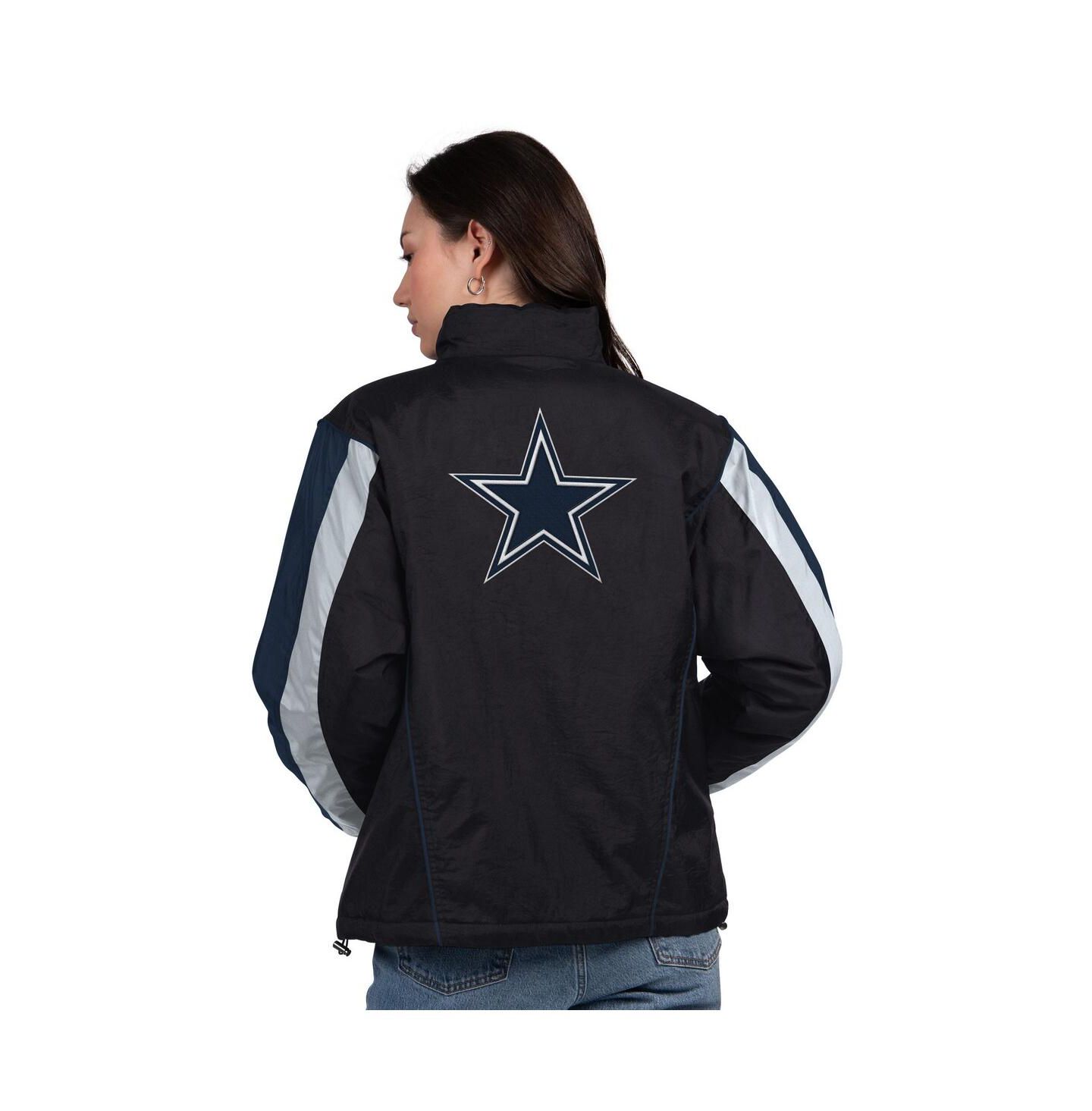 Женская куртка Starter Black/Navy Dallas Cowboys Thursday Night Gridiron Half-Zip — фото 2