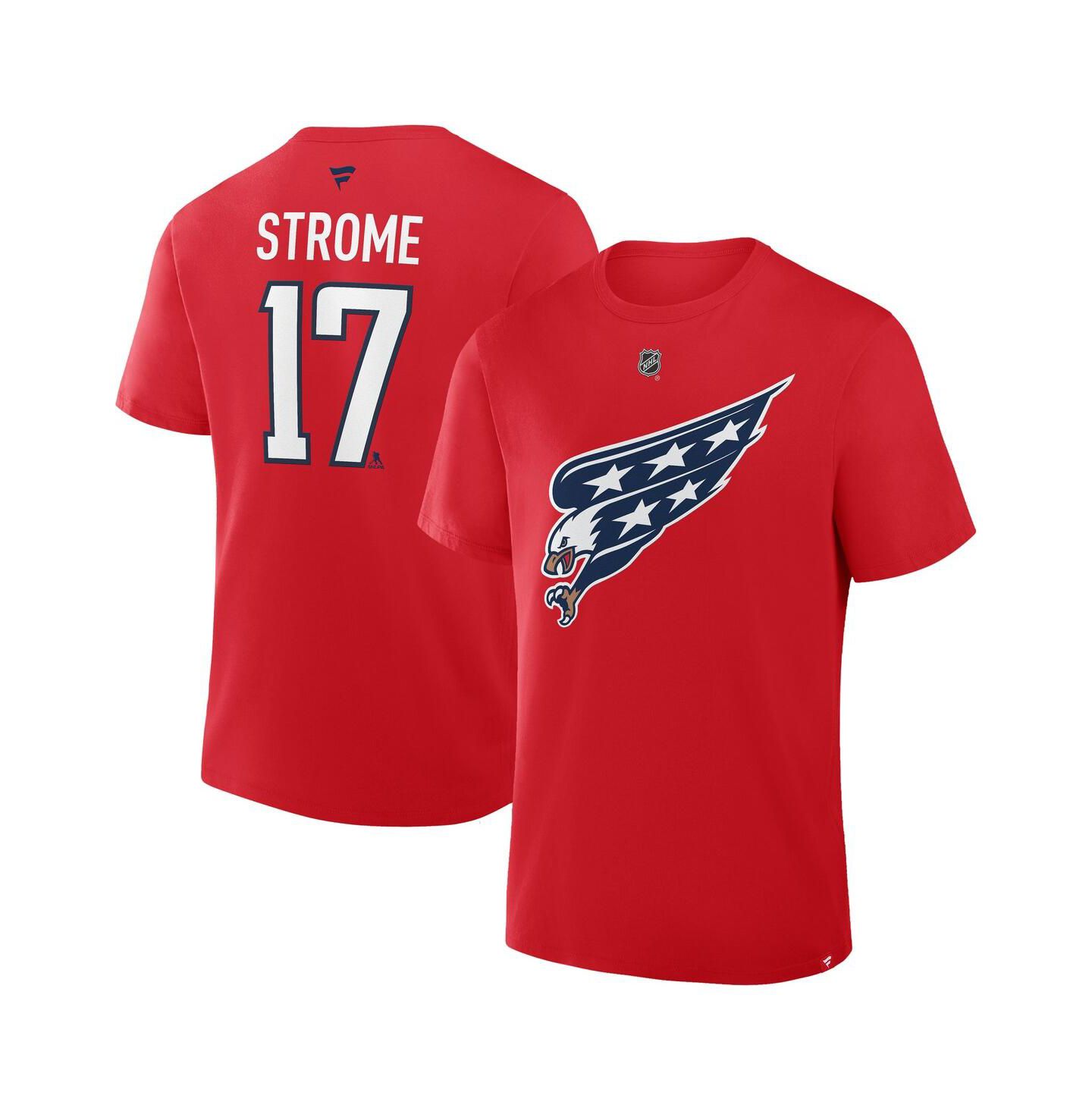 Мужская футболка Fanatics Dylan Strome Red Washington Capitals Authentic Stack Name & Number — фото 1