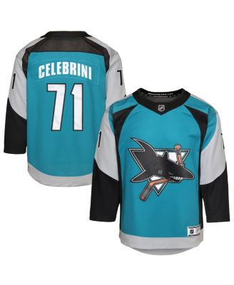 Outerstuff - Big Boys and Girls&nbsp;Macklin Celebrini Teal San Jose Sharks Alternate Replica Player Jersey