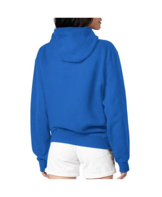 Women's Royal Seattle Seahawks Throwback Groovy Script Pullover Hoodie