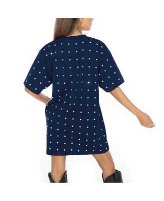 Women's Navy Notre Dame Fighting Irish Allover Rhinestone T-Shirt Dress