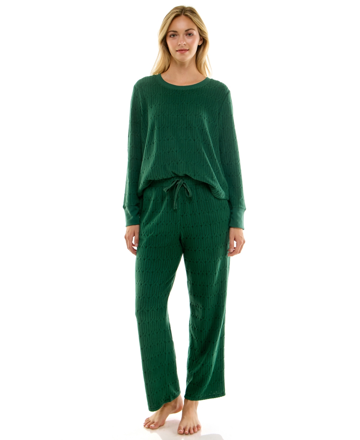 Roudelain Women's 2-Piece Long-Sleeve Crewneck Top and Pants Set