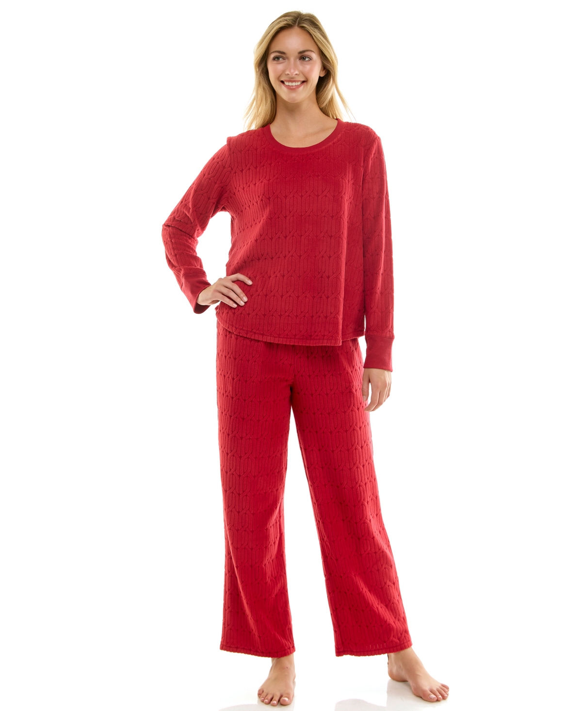 Roudelain Women's 2-Piece Long-Sleeve Crewneck Top and Pants Set
