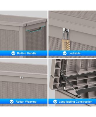 320 Gallon Patio Waterproof Resin Deck Box Lockable Outdoor Storage Garden Tools