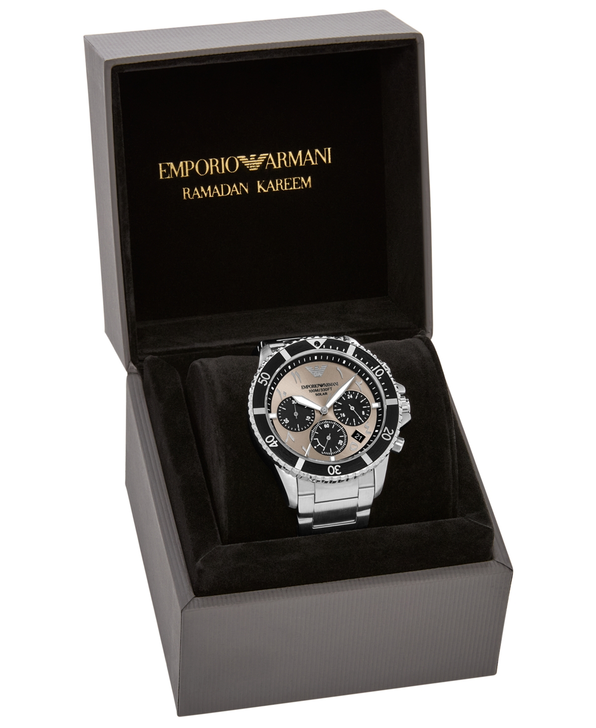 Emporio Armani Men's World Explorer Solar-Powered Chronograph Stainless Steel Watch, 43.5mm
