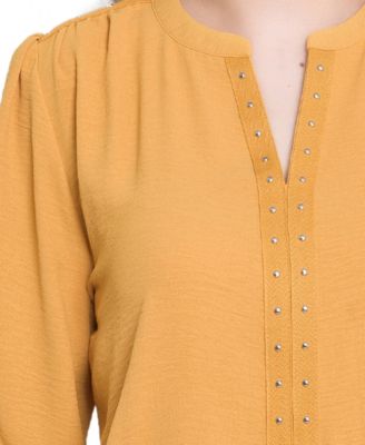 Petite Long Sleeve Studded Top