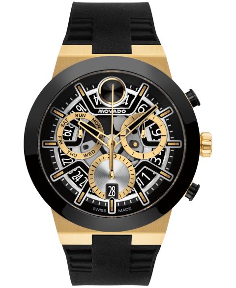 Мужские часы Movado Bold Fusion Swiss Quartz Chrono Black Silicone Watch, 44.50mm