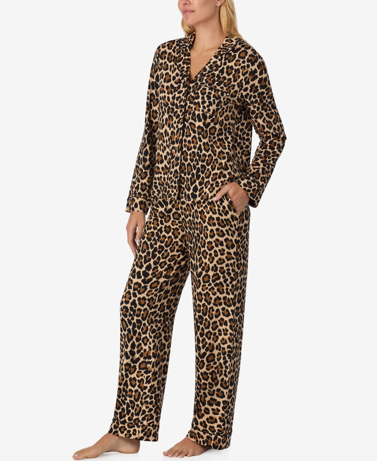 Kate Spade Women's 2-piece Sleepwear Long-sleeve Top And Pajama Pants Set In Brown