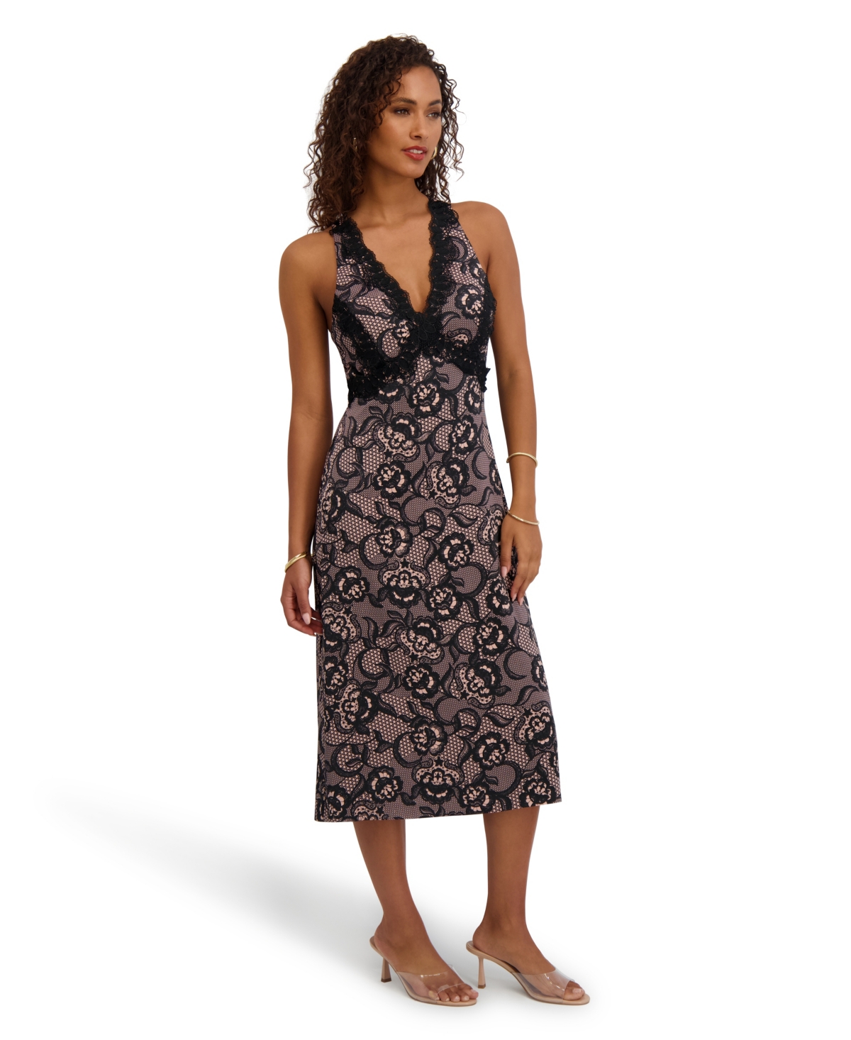 Siena Women's Printed Satin V-Neck Dress
