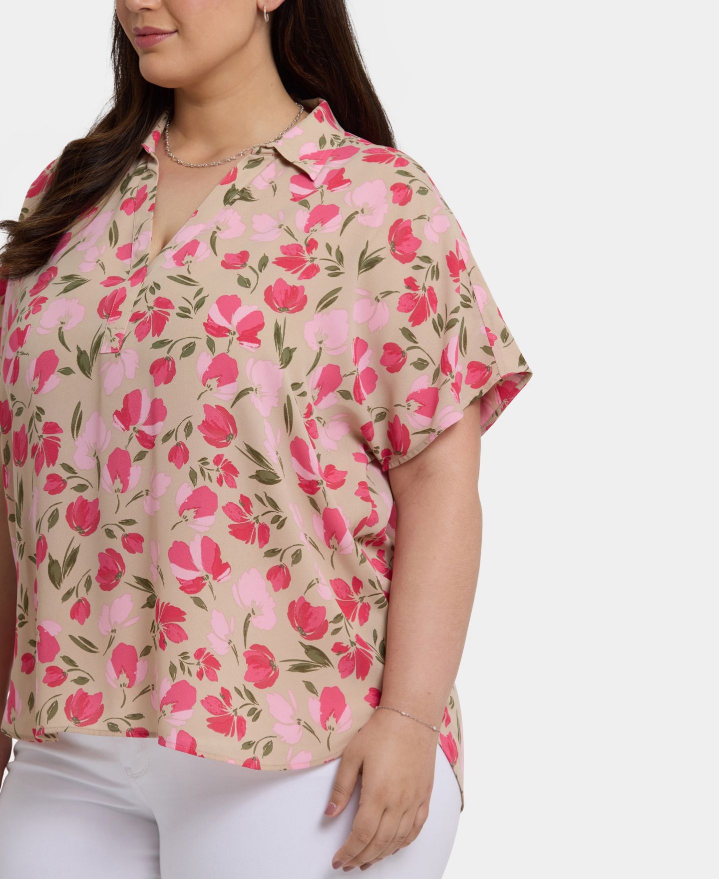 Женская блузка NYDJ Plus Size Becky Short Sleeved, цвет: Poppy's Paradise — фото 2