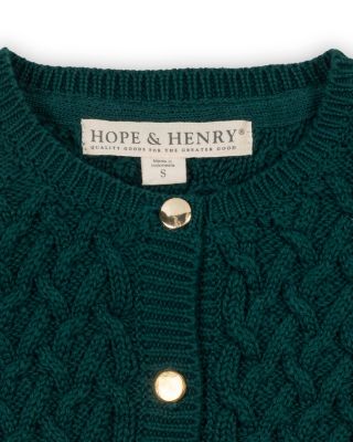 Little and Big Girls' Organic Long Sleeve Herringbone Cardigan Sweater