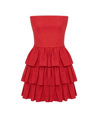 Women's Mila Drapped Linen Strapless Mini Dress