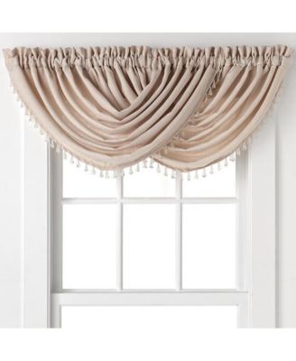 2-Pack: Beaded Emerald Crepe Waterfall Valances - 44 in. W x 37 in. L, Pumpkin Spice/Terracotta
