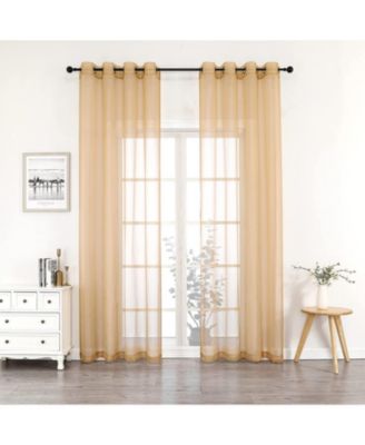 Montauk Accents 2 Piece Grommet Top Summery Sheer Voile Window Curtain Panels For Extra Long & Taller Windows - 90 in. Long