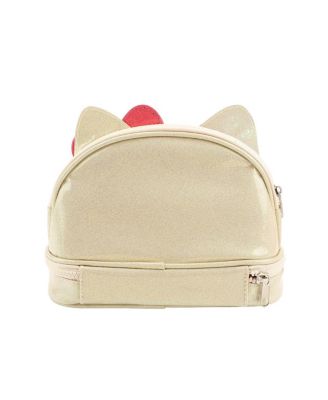 Character Face White Glitter 6" Cosmetic Pouch