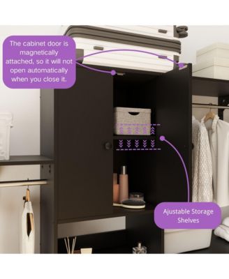 10-Foot Closet System with 3 Drawers, 120-Inch Walk-In Closet Organizer with Shelving Towers and Hanging Rods