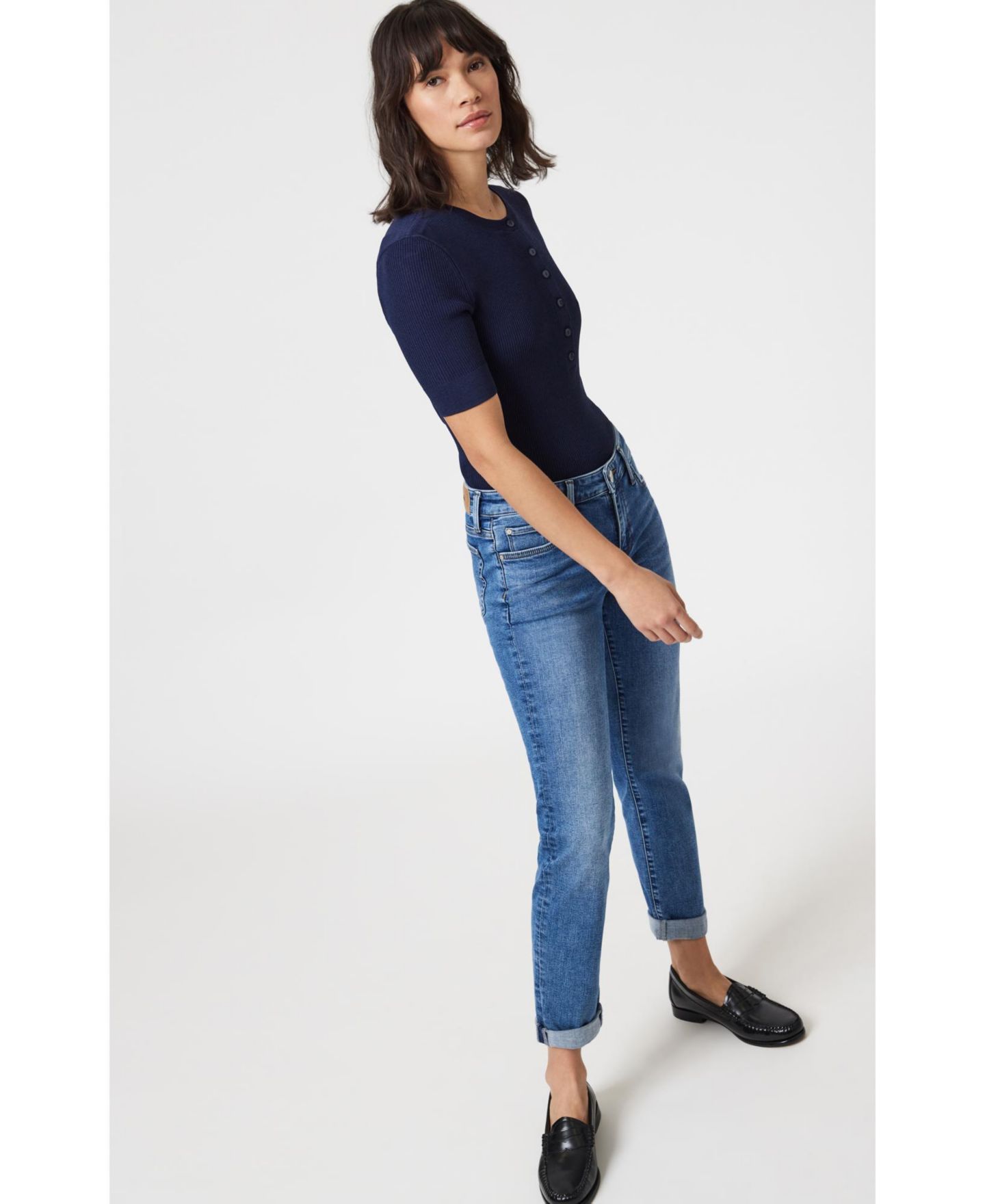 Женские джинсы Mavi Jeans Mavi Emma Slim Boyfriend In Mid Brushed Tribeca, цвет: Индиго — фото 4