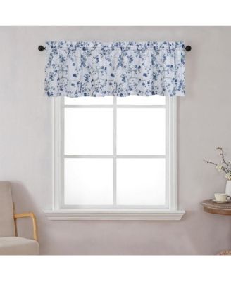 Complete 3 Piece Rod Pocket Cherry Blossom Cafe Kitchen Curtain Tier & Valance Set - Rose