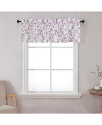 Complete 3 Piece Rod Pocket Cherry Blossom Cafe Kitchen Curtain Tier & Valance Set