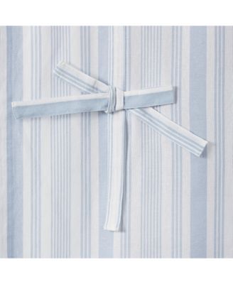 Country Farmhouse Cotton Striped Tie Up Window Curtain - 63 in. Long - Blue