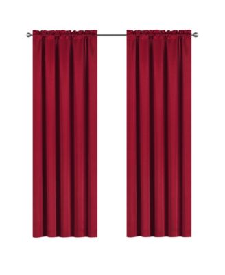 Set Of 2 Piece Crinkle Sheer Rod Pocket Christmas Curtain Panels - 84 in. Long - Red