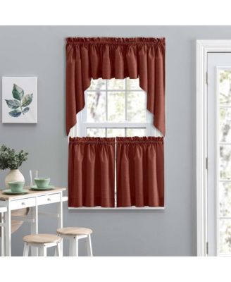 Ellis Lisa Solid Color Poly Cotton 1.5" Rod Pocket Duck Fabric Stylish Tailored Valance 58" x 15" Red