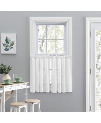 Shadow Stripe 1.5" Rod Pocket Tailored Tier Pair for Windows 80" x 25" White