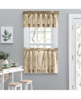 Lexington Leaf Pattern on Colored Ground Tailored Valance 58"x15" Tan