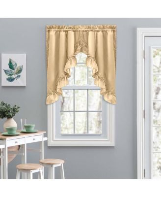 Ellis Stacey Solid Color Window 1.5" Rod Pocket High Quality Fabric Ruffled Swag 60"x38" Almond