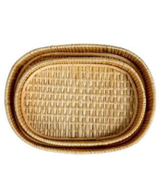 Handwoven Willow Nestable Oval Trays, Natural, Set of 2