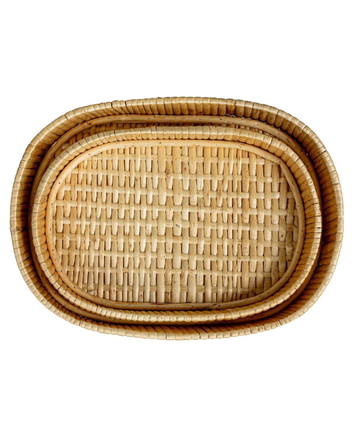 Household Essentials Handwoven Willow Nestable Oval Trays, Natural, Set of 2