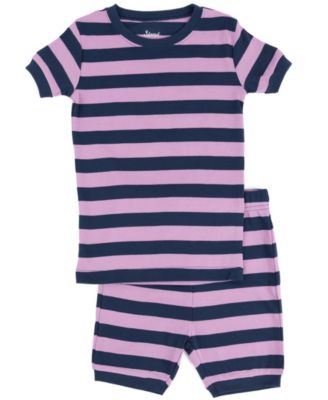 Toddler Two Piece Cotton Short Sleeve Striped Holiday Pajamas