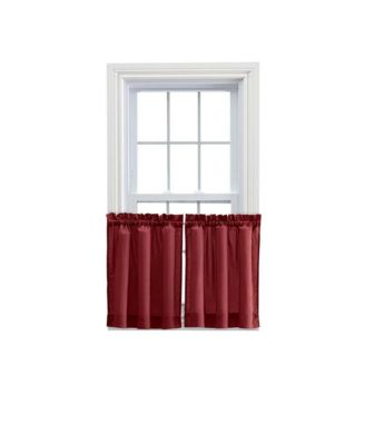 Ellis Stacey 1.5" Rod Pocket High Quality Fabric Solid Color Window Tailored Tier Pair 56"x45" Merlot
