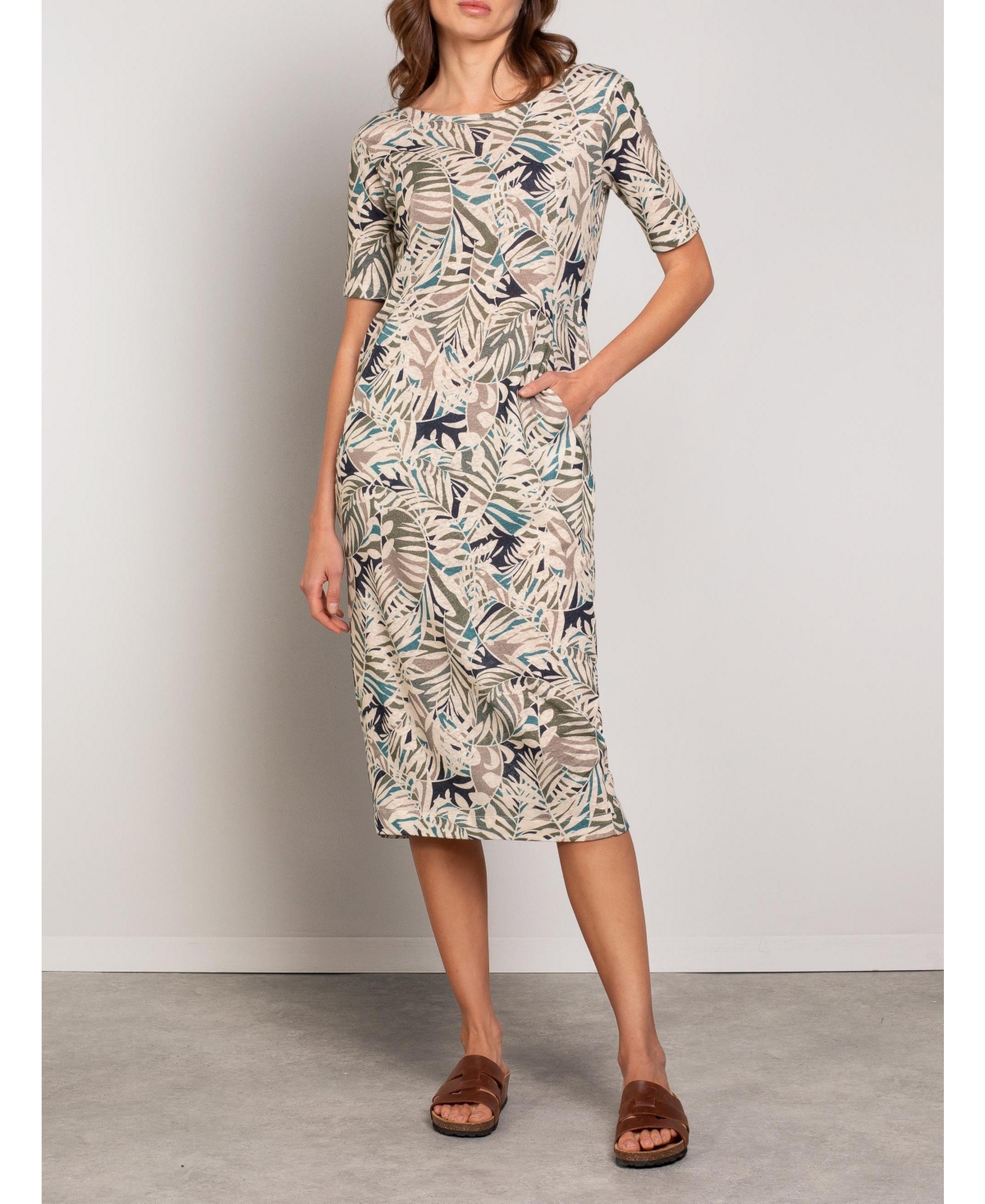 Celtic & Co. Women's Linen Blend Button Back Midi Dress