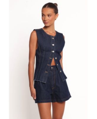 Women's Nylah Pleated Denim Short - Mid Denim