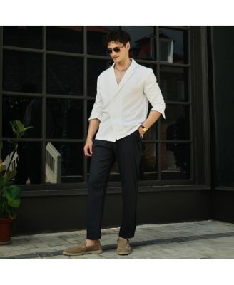 Men's Daisy White Double-Breasted Moziac Shirt