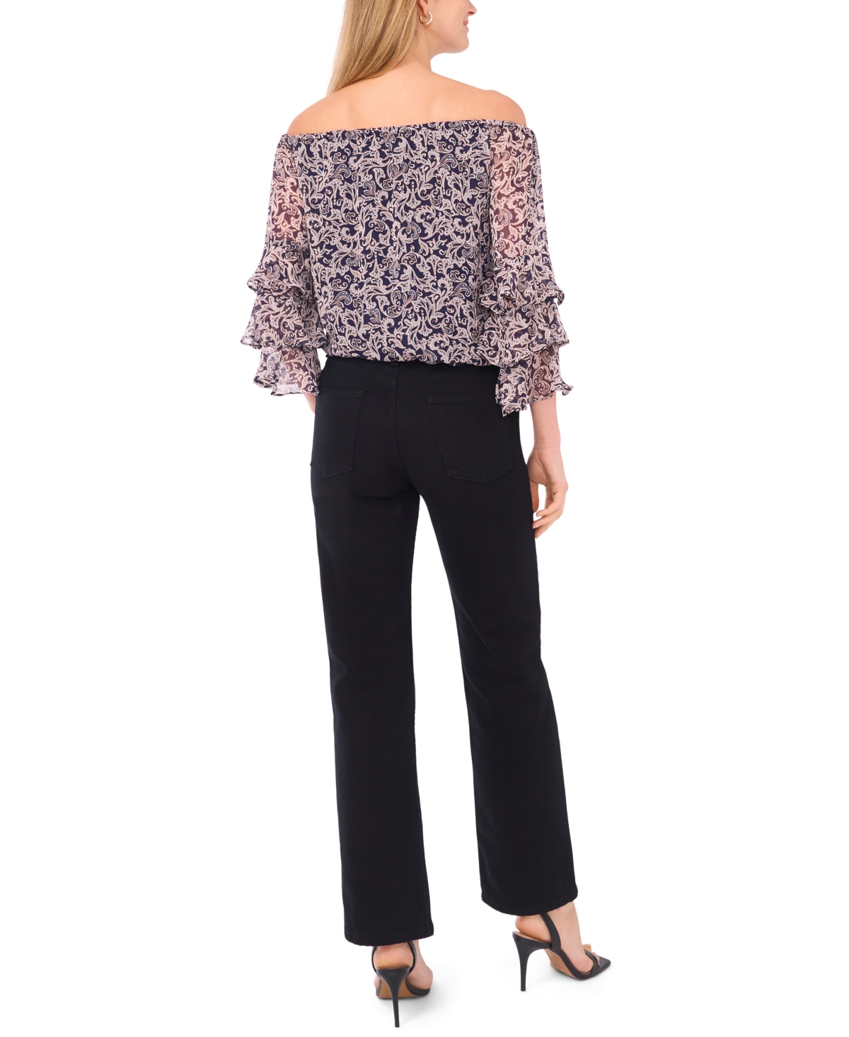 Sam & Jess Petite Off-the-shoulder Ruffle Top In Blue