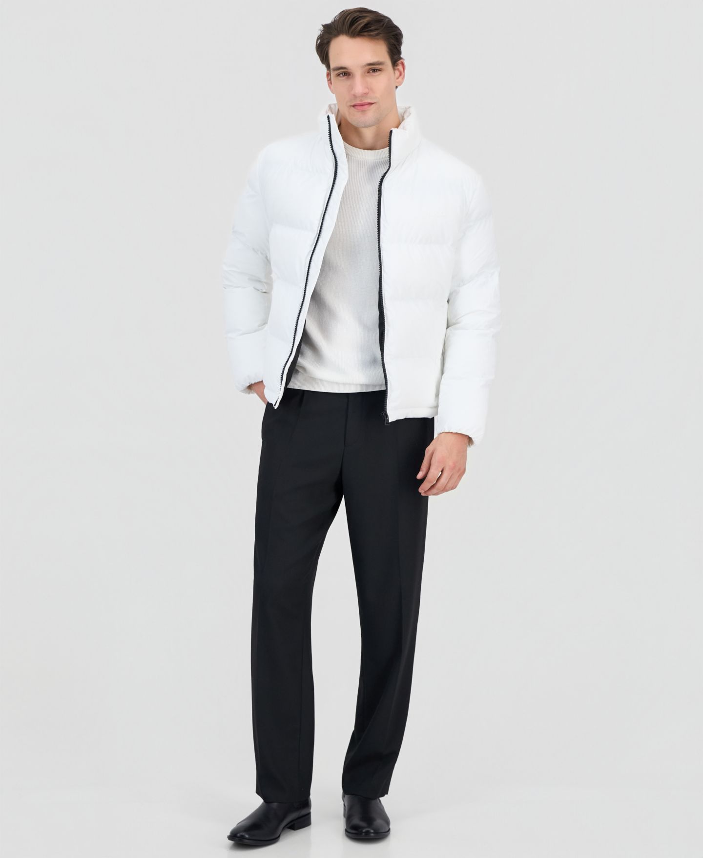 Мужская куртка Hugo Boss HUGO by Coated Puffer, цвет: Белый — фото 1