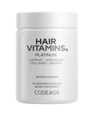Hair Vitamins Platinum - Lustriva Hair Growth Support, Biotin, Keratin, Collagen, Enzymes, Omega-3, Multivitamins, Probiotics, 90 Capsules