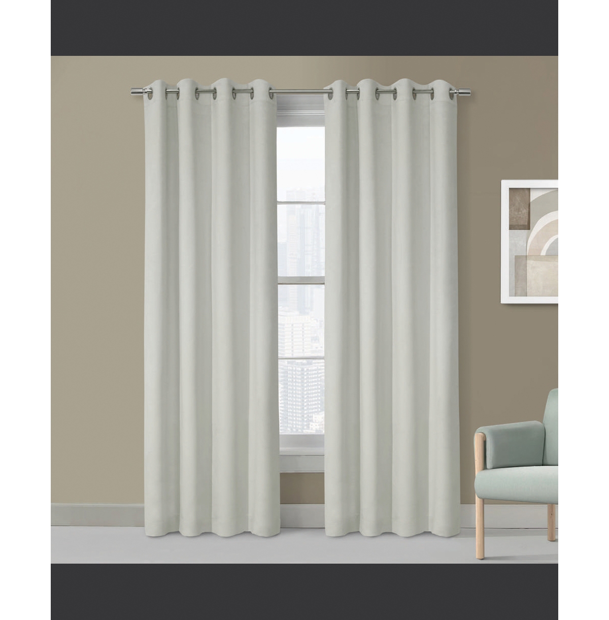 Thermaplus Navar Blackout Window Treatment Grommet Curtain Panel for Bedroom Livingroom 54" x White