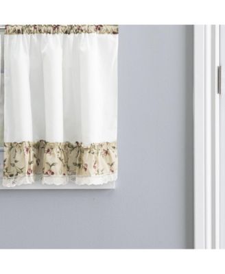 Cherries Ruffled 1.5" Rod Pocket Window Curtain Tiers 58"x24" Natural